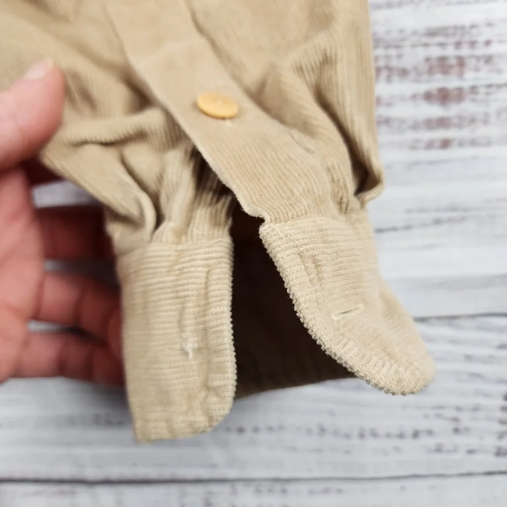 VTG Ralph Lauren Polo Country Brown Corduroy Collar Shirt Men small‎ 90's